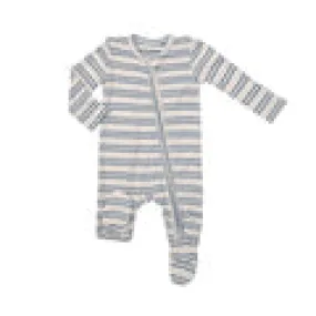 2 way zip footie blue rib stripe