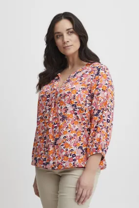 2048- Pink Floral Blouse- Fransa +