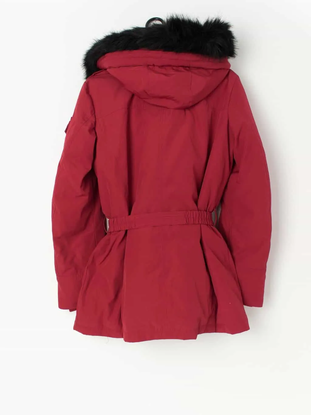 90s vintage Michael Kors red coat with faux fur trimmed hood – Large