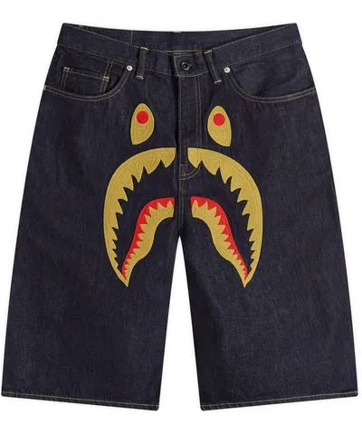 A Bathing Ape Men's Shark Denim Shorts