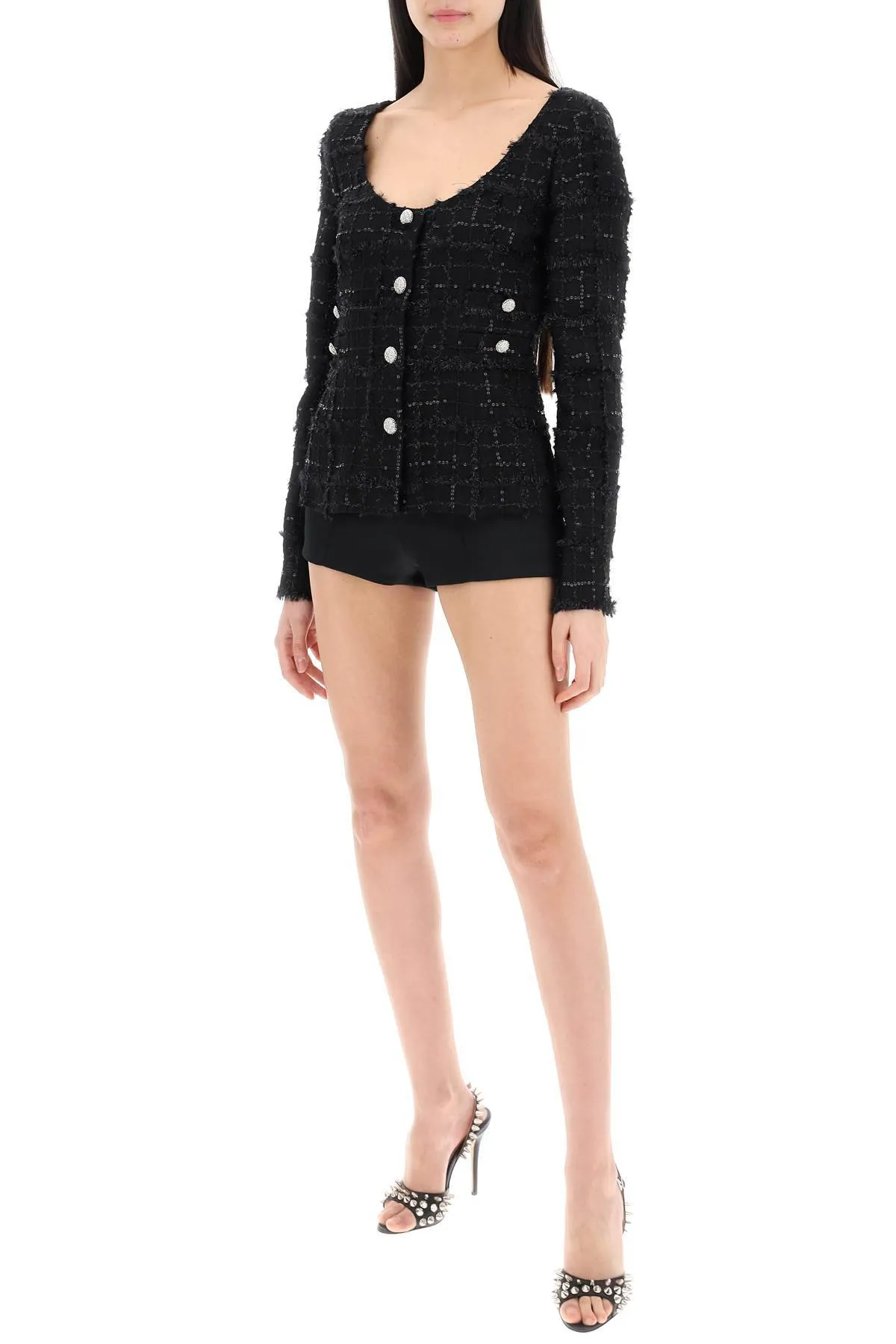 Alessandra Rich    Alessandra Rich Tweed Jacket With Sequins Embell