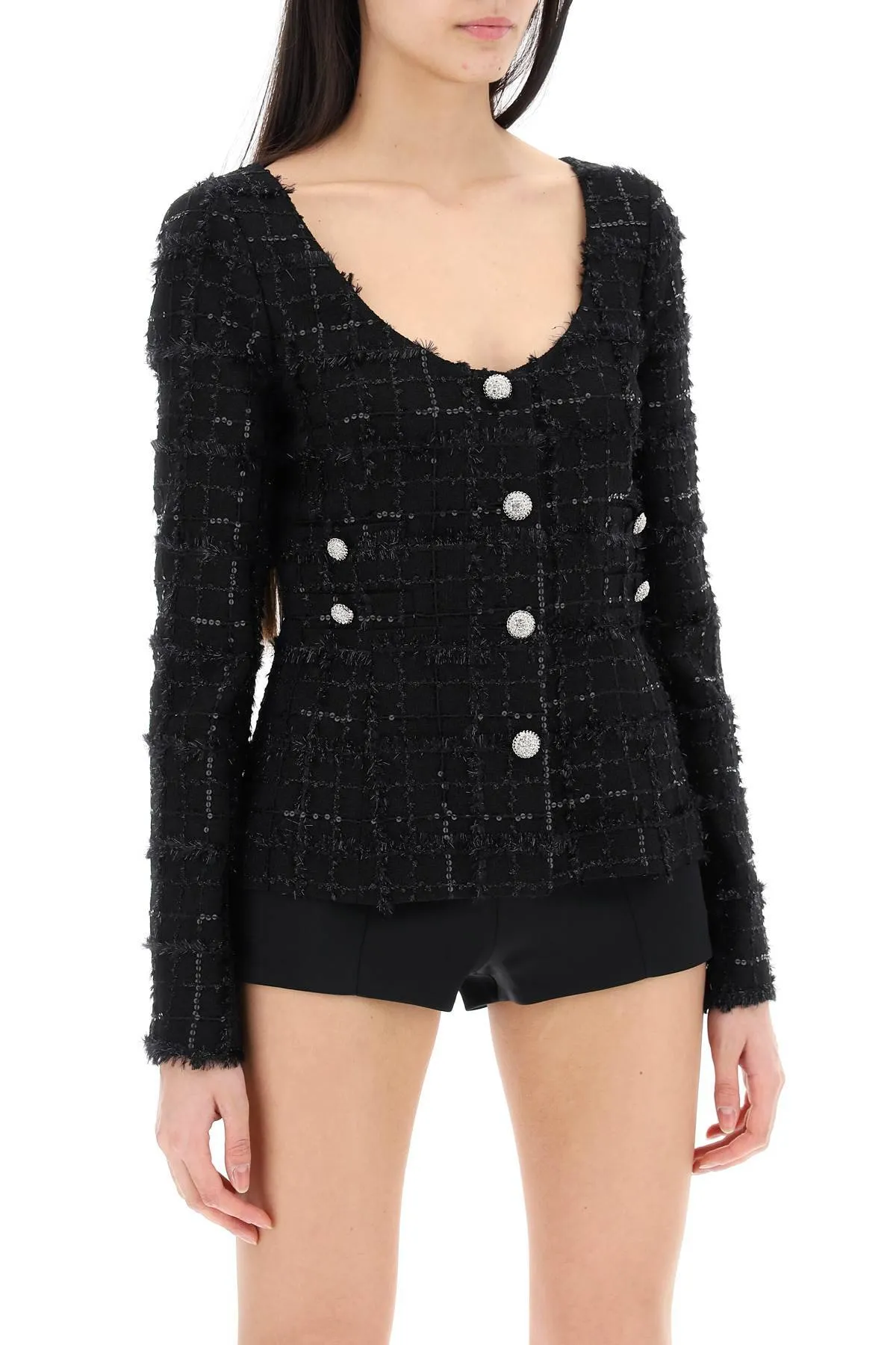 Alessandra Rich    Alessandra Rich Tweed Jacket With Sequins Embell