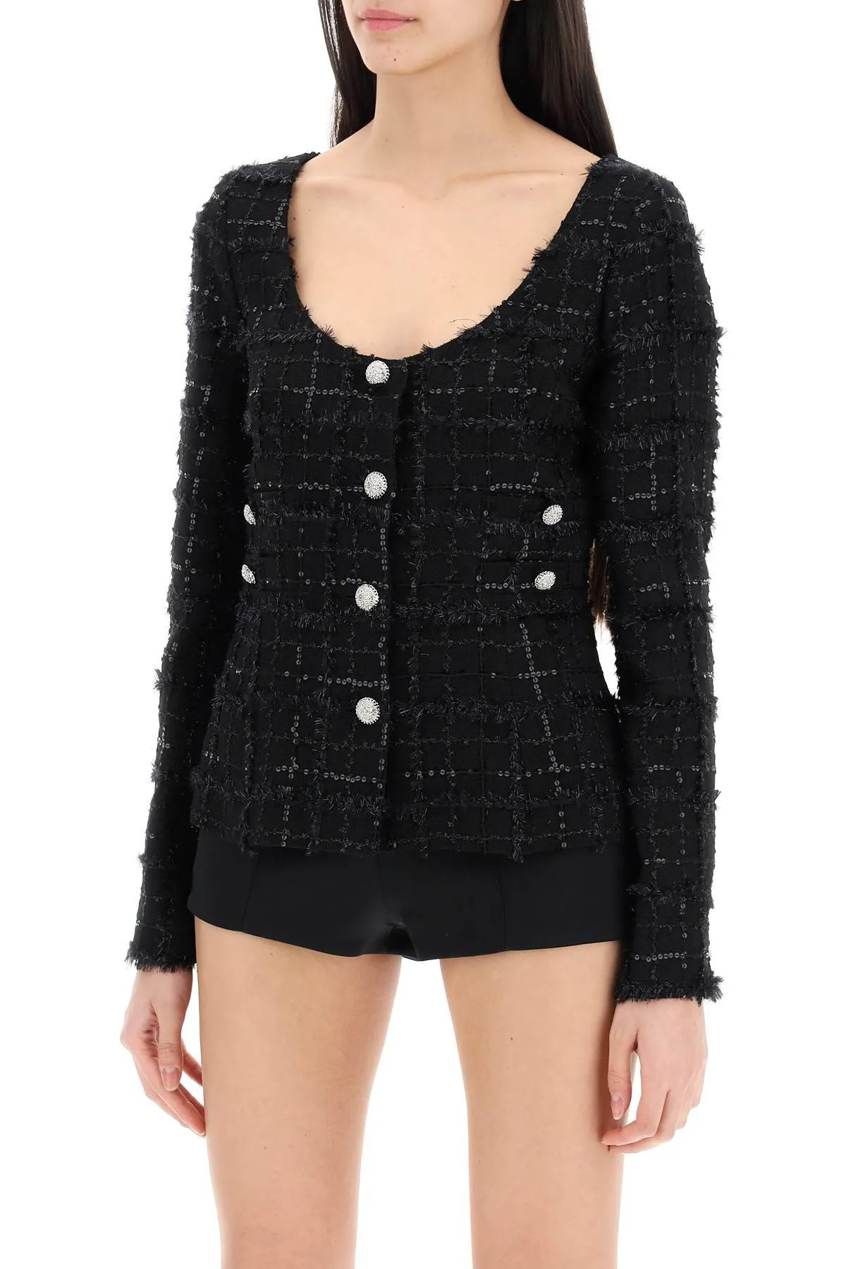 Alessandra Rich    Alessandra Rich Tweed Jacket With Sequins Embell