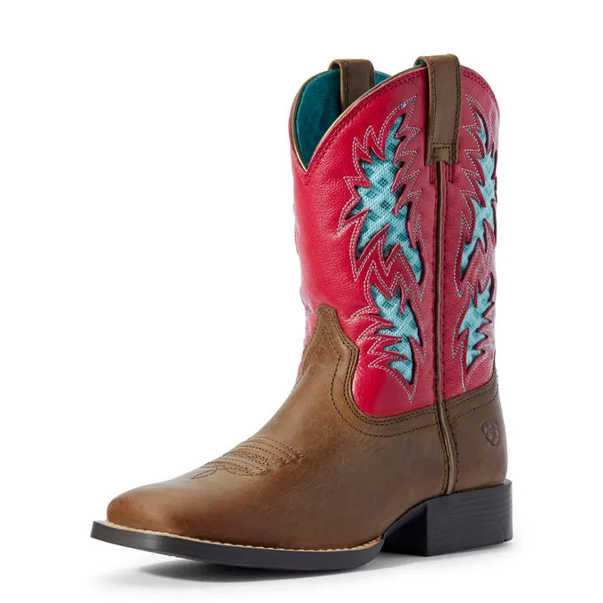 Ariat Kid's 8 Cowboy VentTEK Western Boot - Brown/Hot Pink 10031489