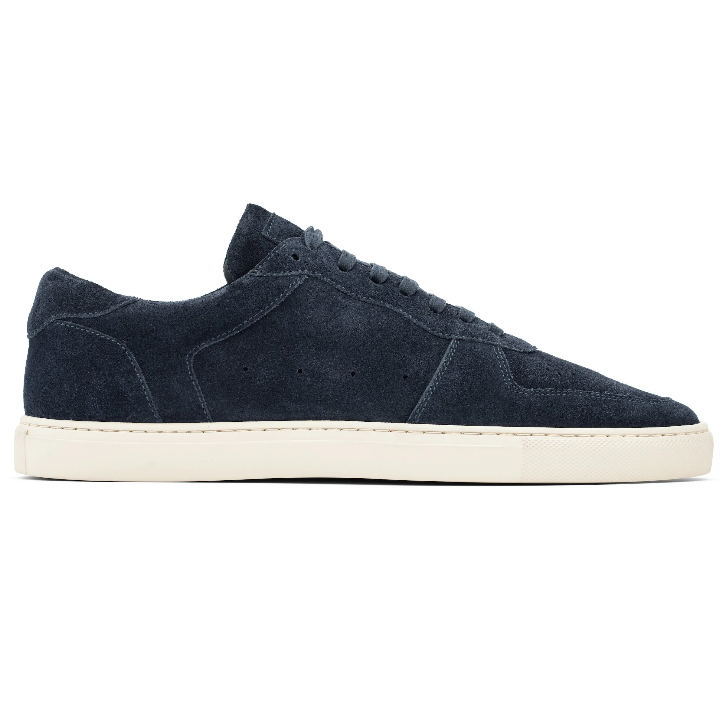 Barbera Blue Suede Court Sneaker / Cream Sole