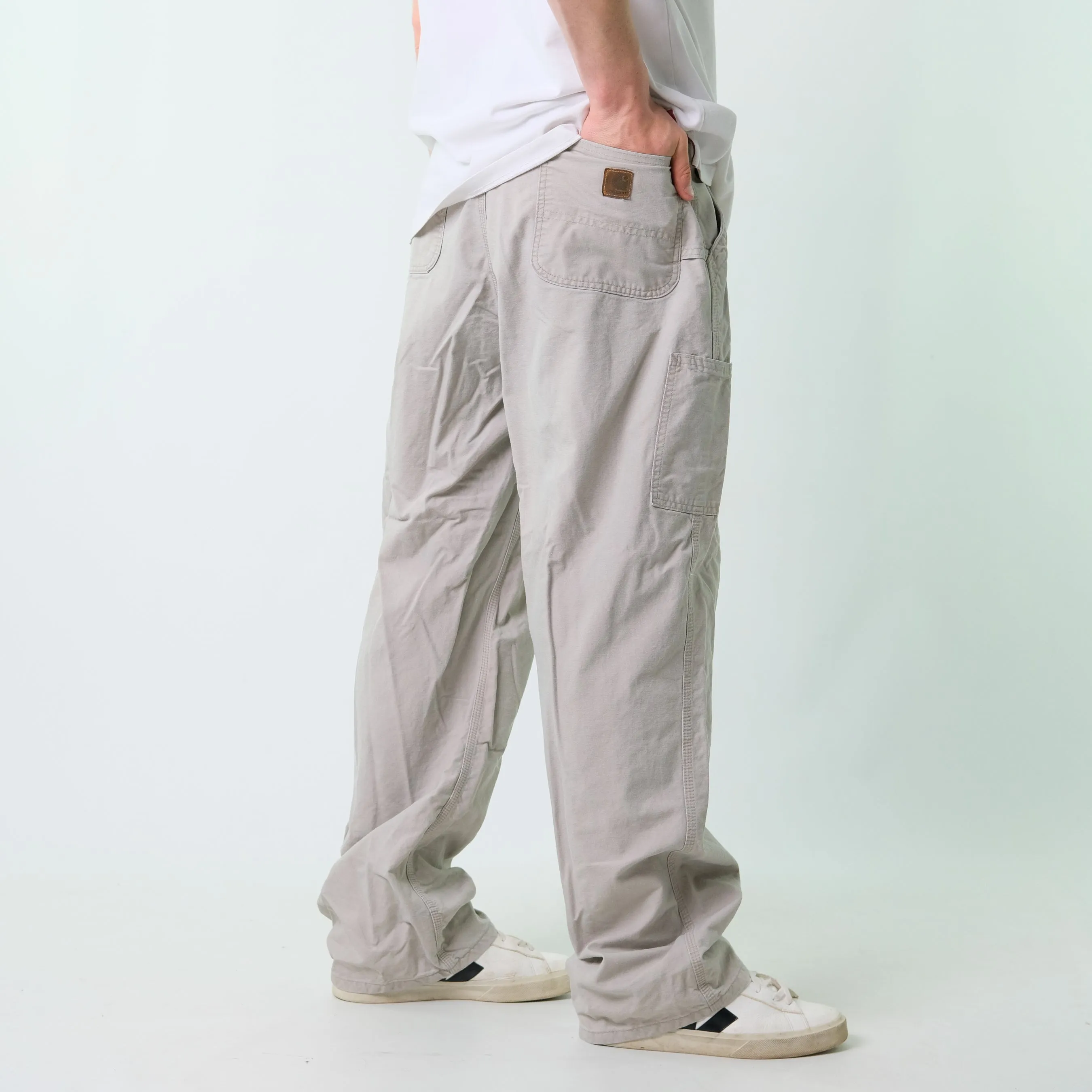 Beige y2ks Carhartt Canvas Carpenter Jeans Baggy Pants (38x34)