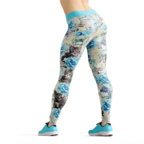 Beverly Blue Kittens & Flowers Leggings