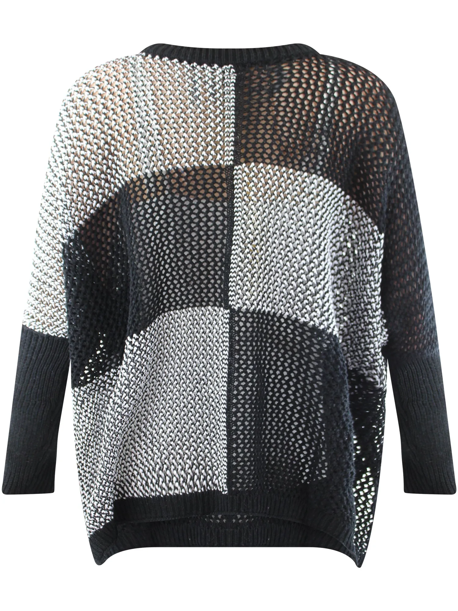 Black & White Checkered Knit Shrug Pullover