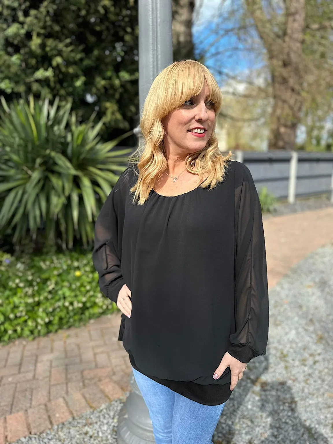 Black Layered Chiffon Blouse Maya