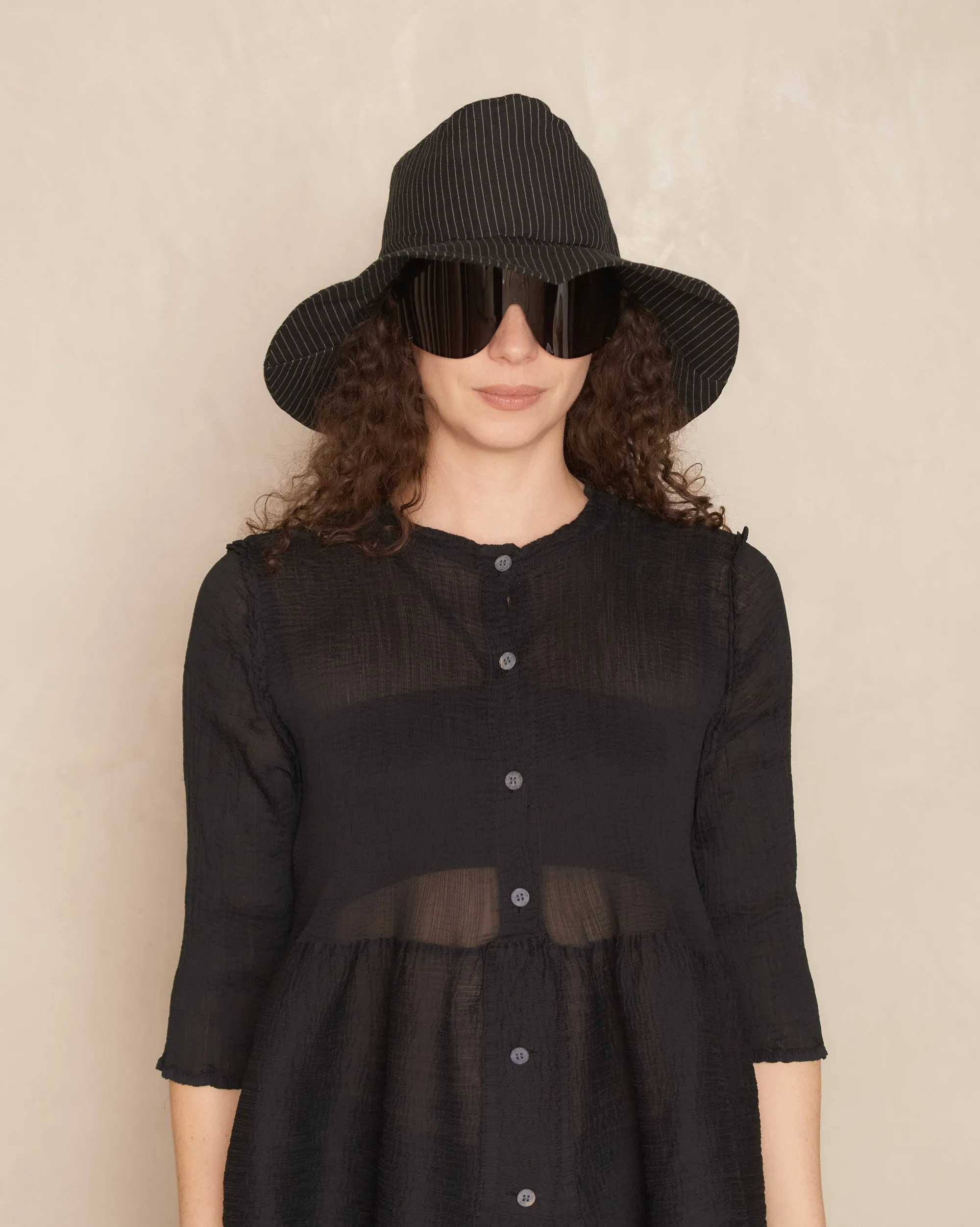 Black Stripe Wide Brim Hat