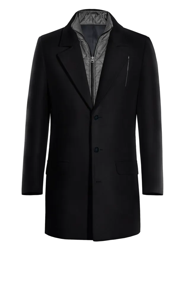 Blue Pure wool Overcoat with removable padded piece