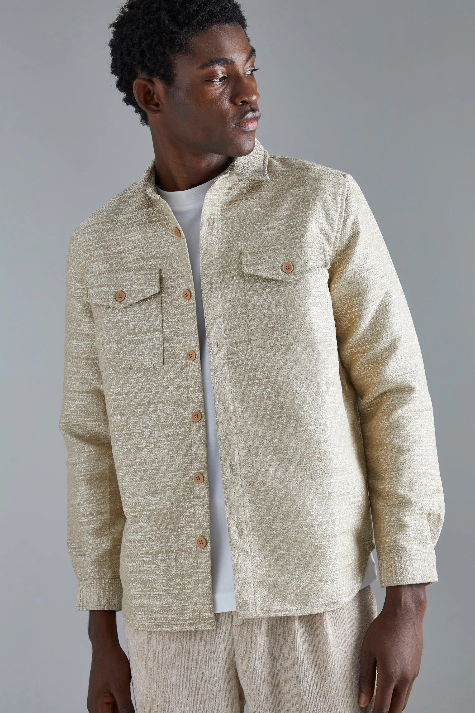 Boucle Heavyweight Patch Pocket Shirt Jacket