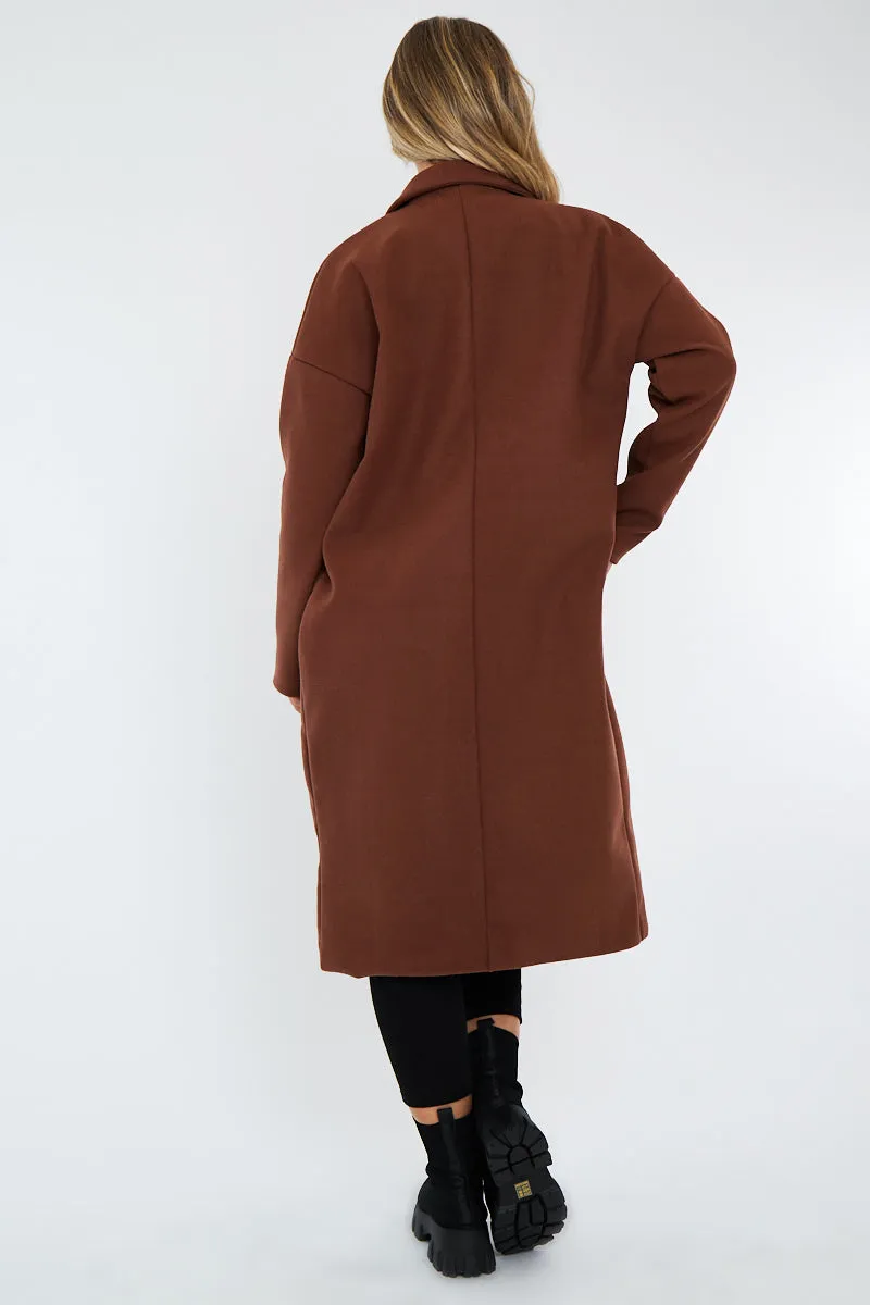 Brown Longline Tailored Fit Coat - Daya