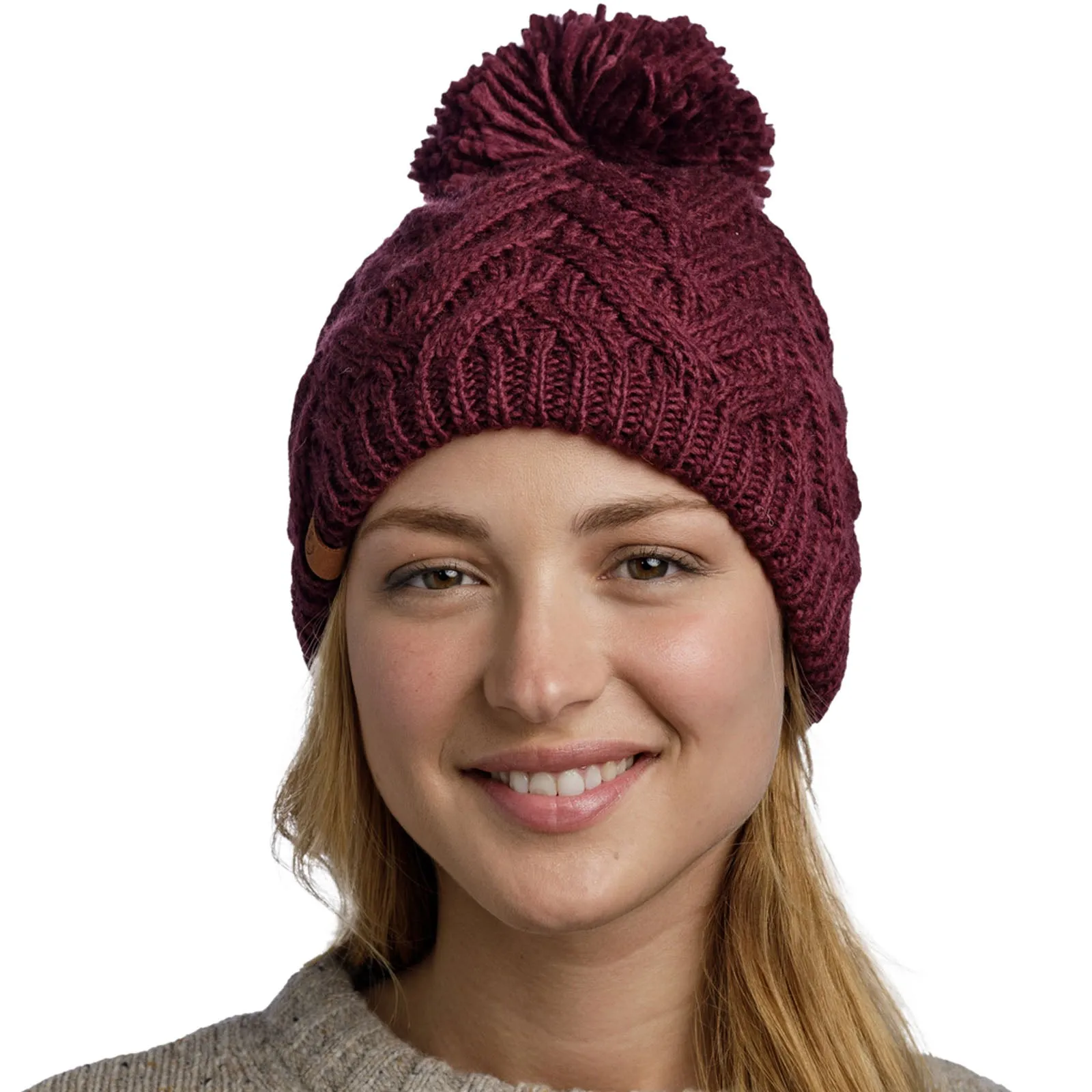 Buff Unisex Knitted Fleece Lined Bobble Hat