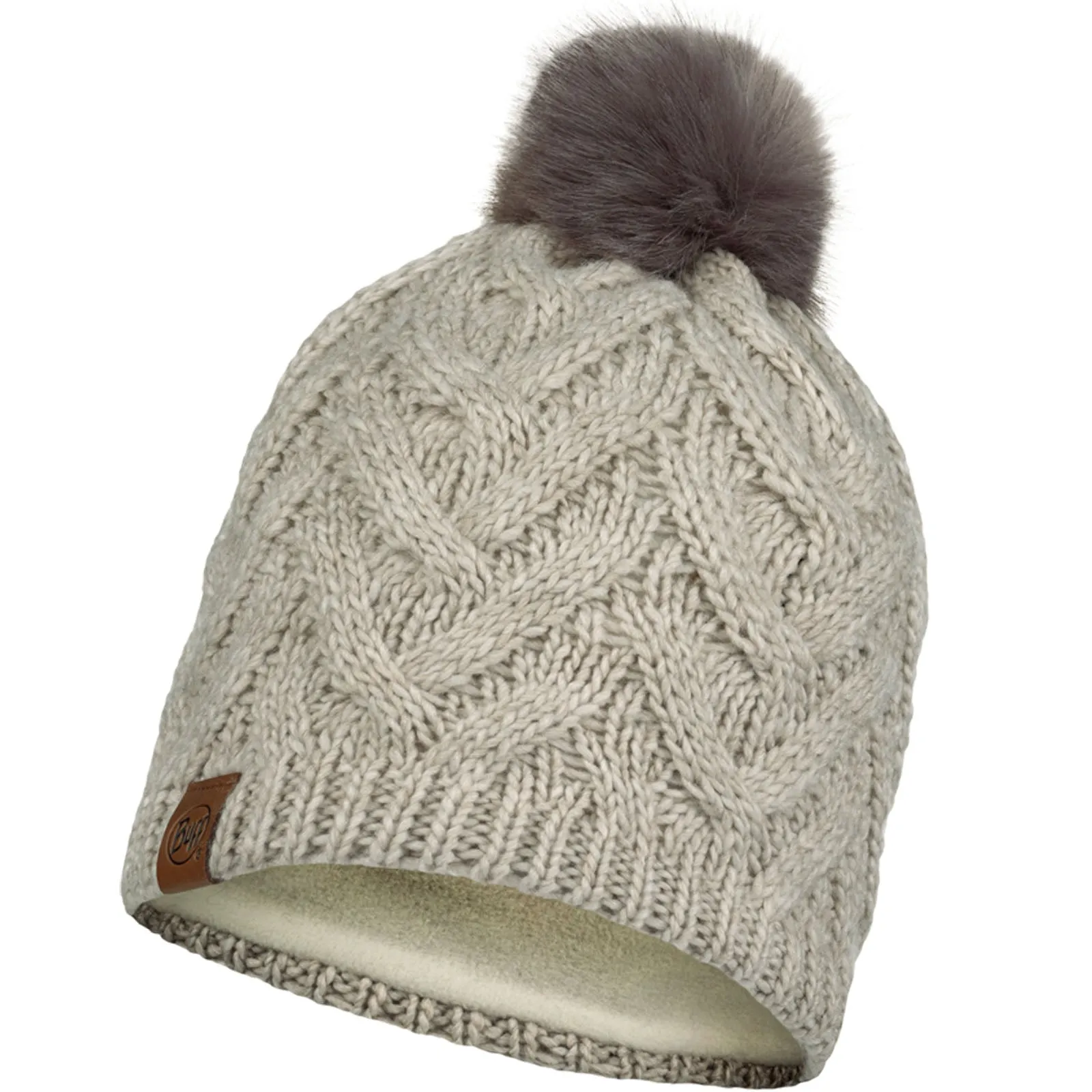 Buff Unisex Knitted Fleece Lined Bobble Hat