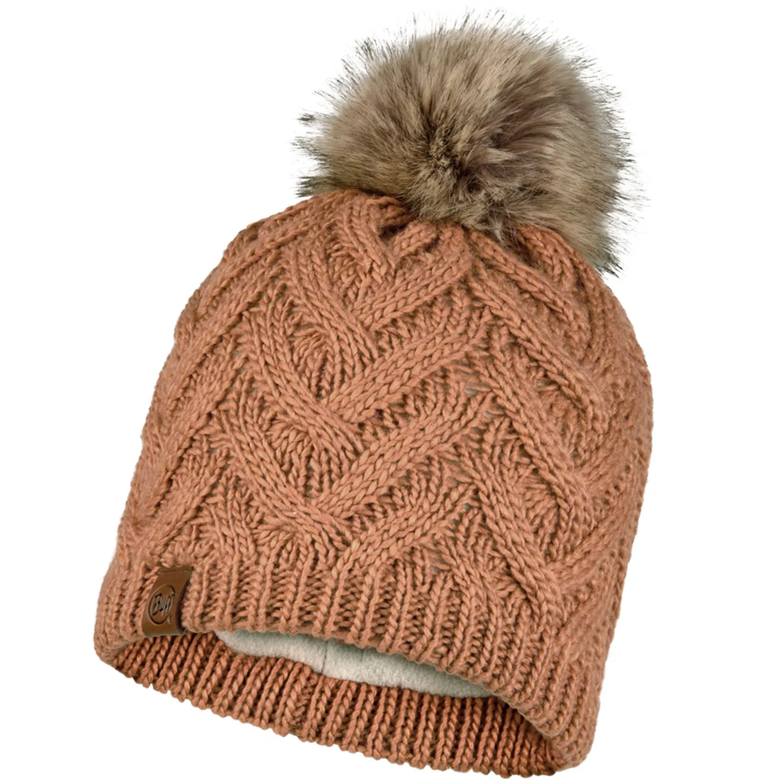 Buff Unisex Knitted Fleece Lined Bobble Hat