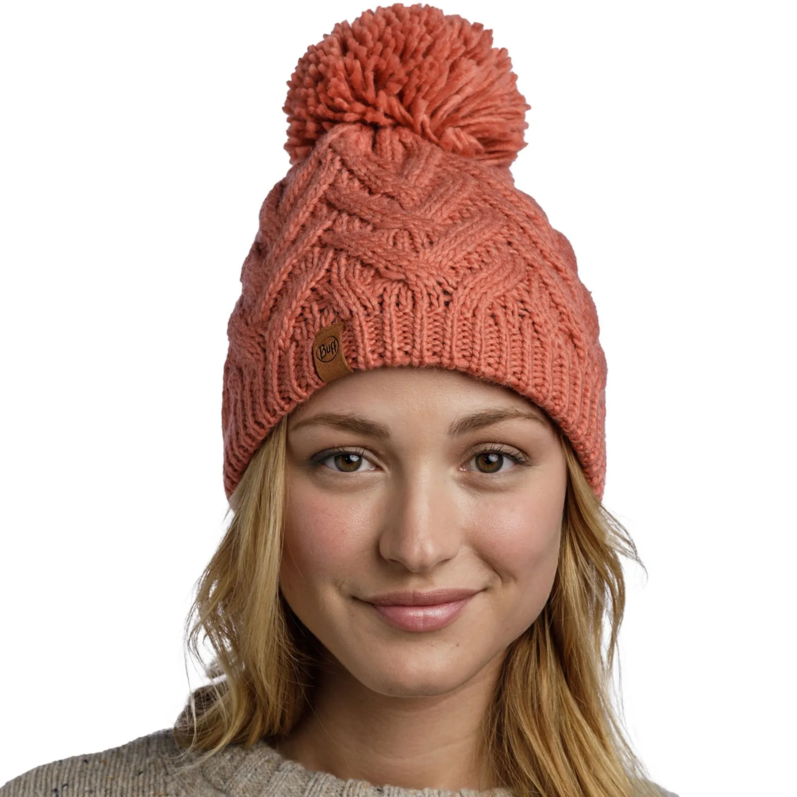 Buff Unisex Knitted Fleece Lined Bobble Hat