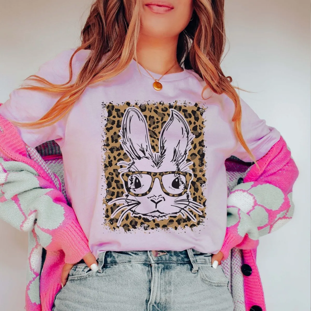 Bunny Glasses Leopard Tee