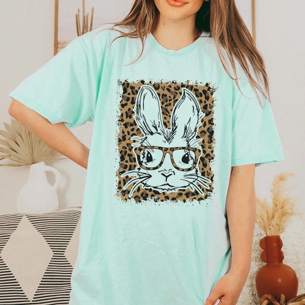 Bunny Glasses Leopard Tee