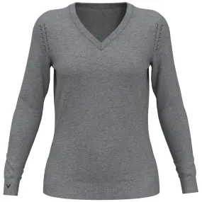 Callaway Women's Steel Heather Merino Wool Blend V-Neck Sweater