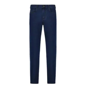 Canali Navy Regular Fit Stretch 5 Pocket Jeans | Menswear Online