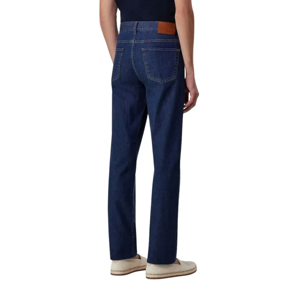 Canali Navy Regular Fit Stretch 5 Pocket Jeans | Menswear Online