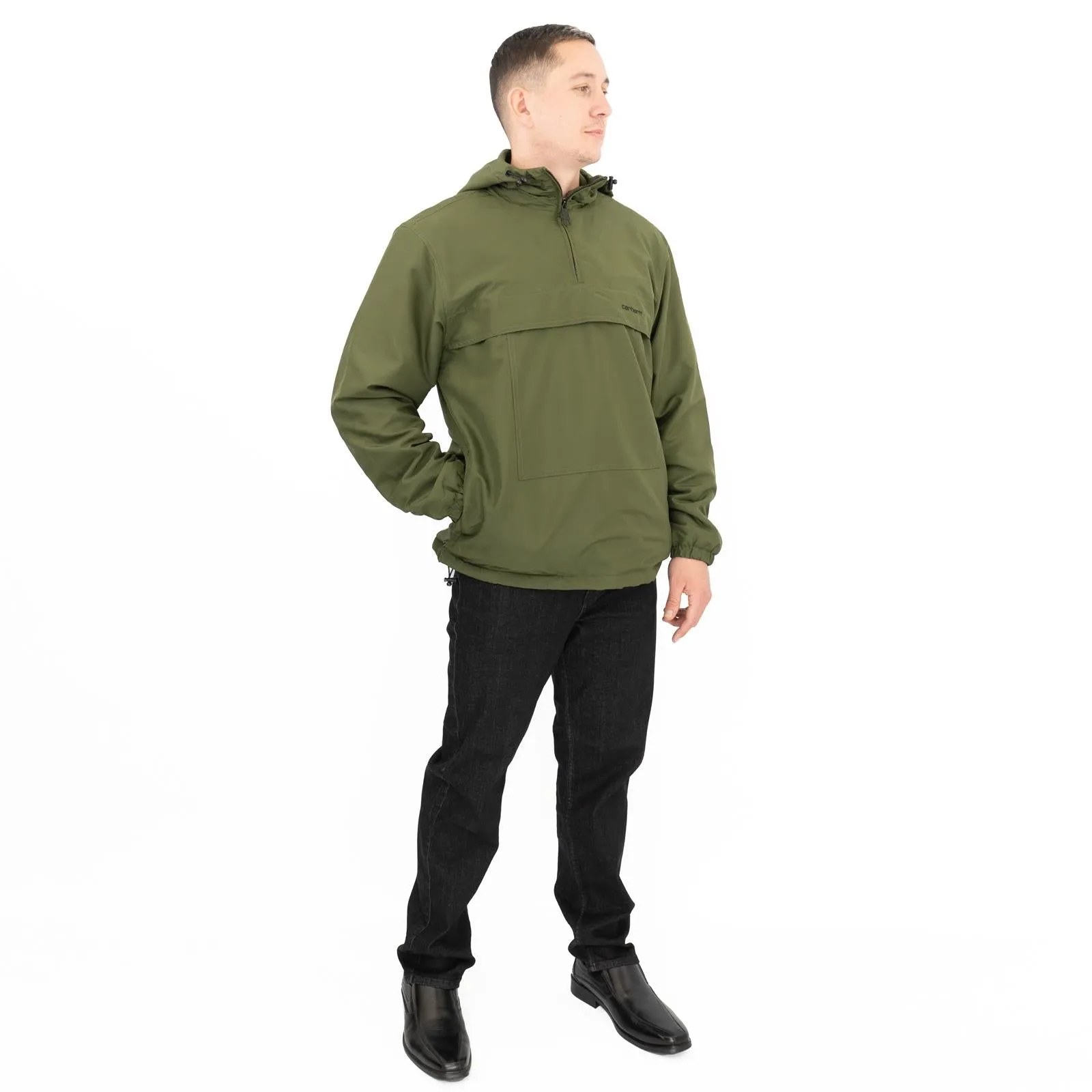 Carhartt WIP Mens Windbreaker Jackets SUMMER Green Lightweight Hooded with Pockets