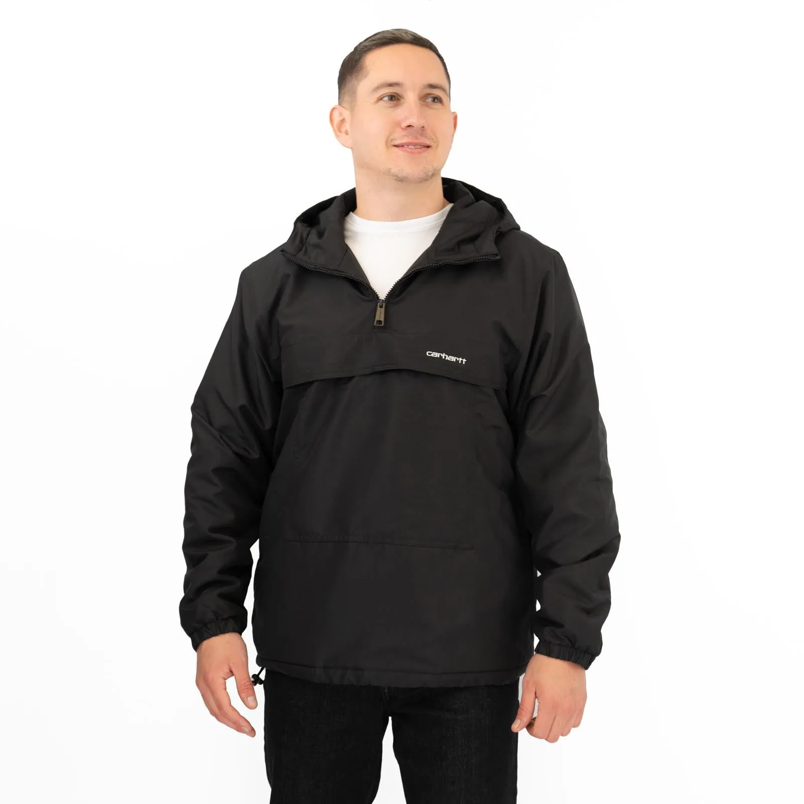 Carhartt WIP Mens Windbreaker Jackets WINTER Fleece Lined Pullover Black