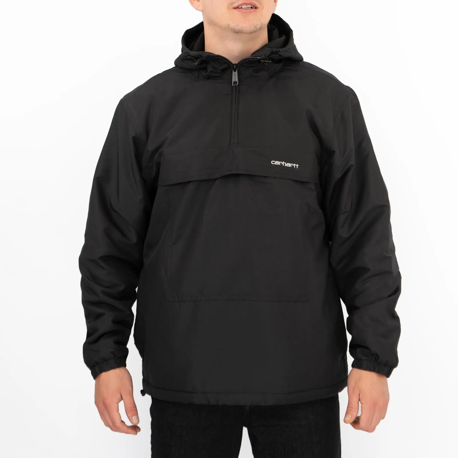 Carhartt WIP Mens Windbreaker Jackets WINTER Fleece Lined Pullover Black