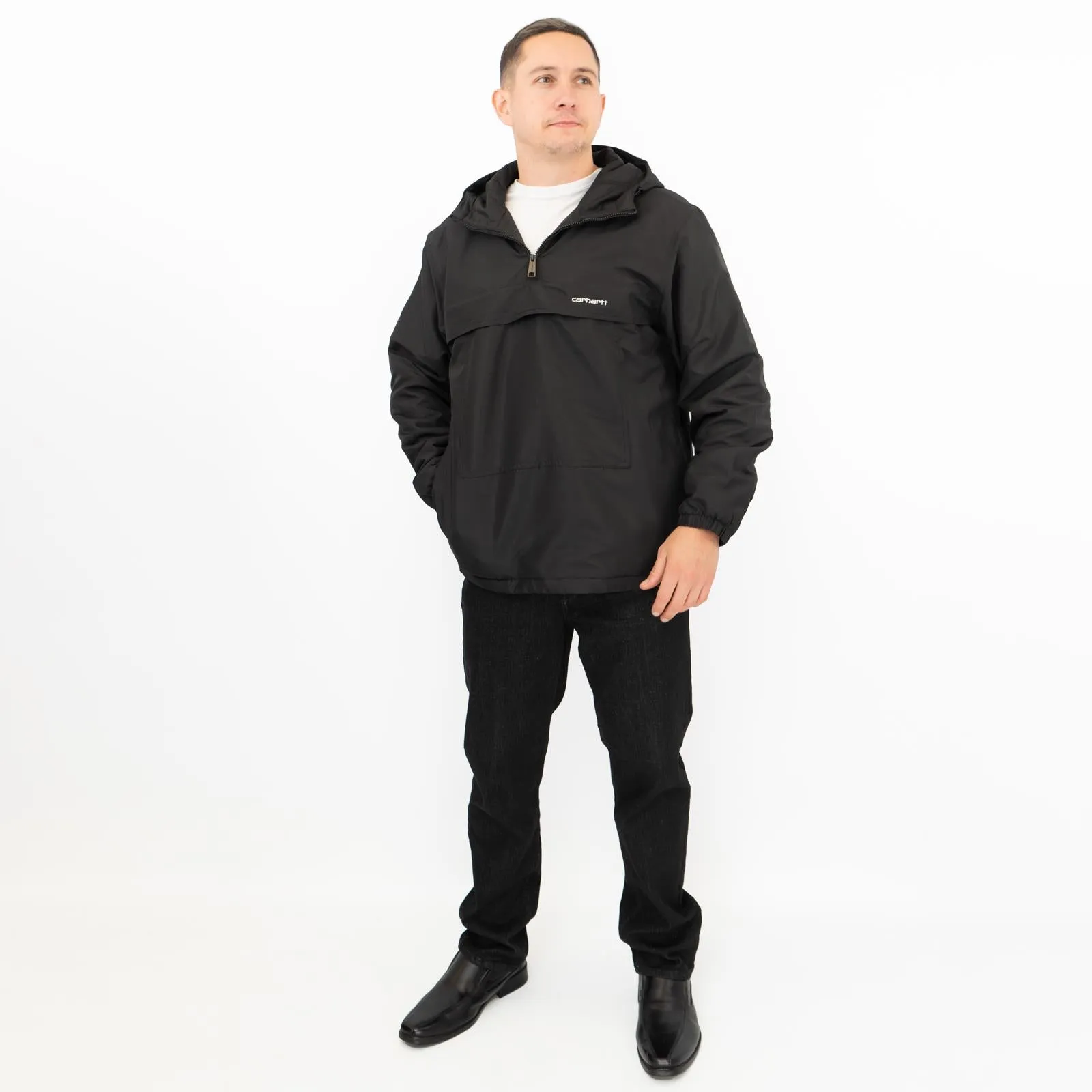 Carhartt WIP Mens Windbreaker Jackets WINTER Fleece Lined Pullover Black