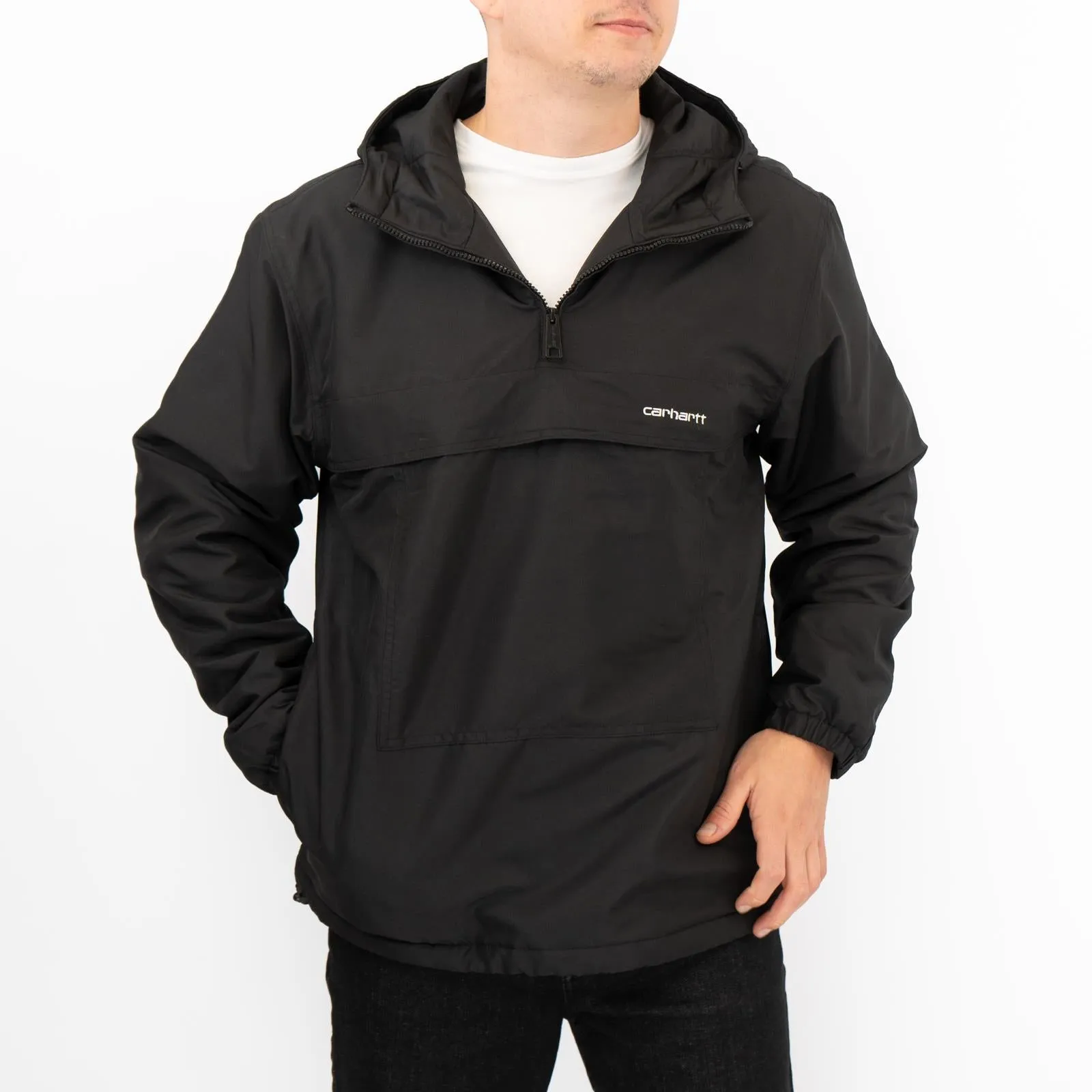 Carhartt WIP Mens Windbreaker Jackets WINTER Fleece Lined Pullover Black