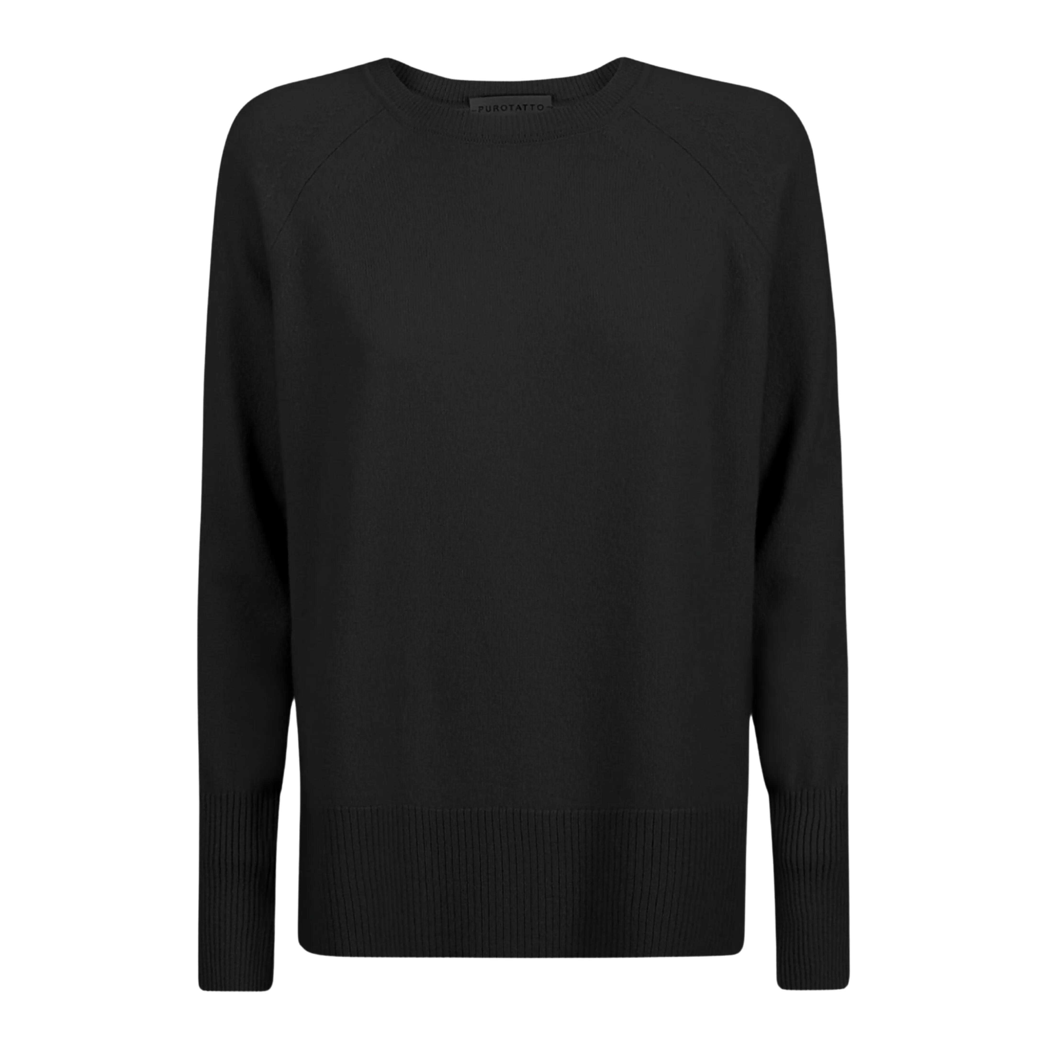 Cashmere Boat Neck Sweater with Raglan Sleeves - Black