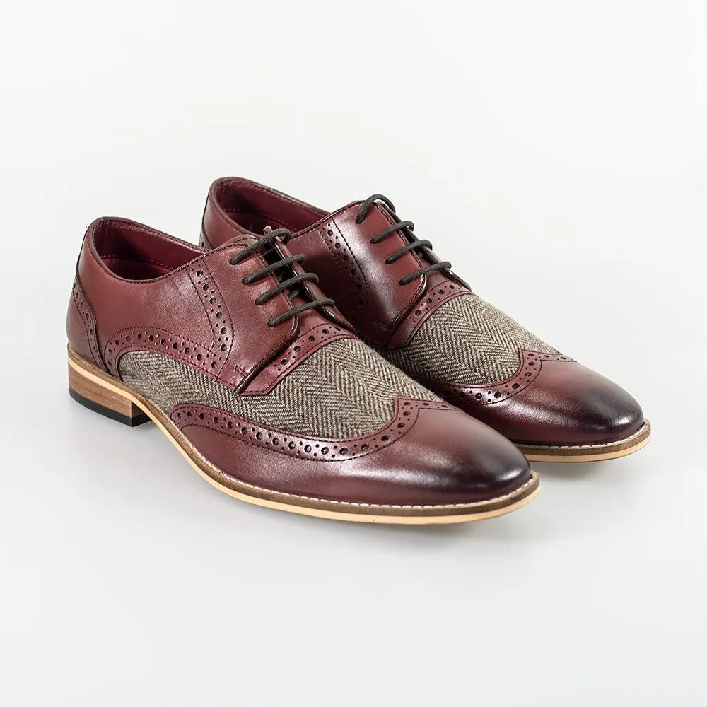 Cavani William Wine Tweed Shoes