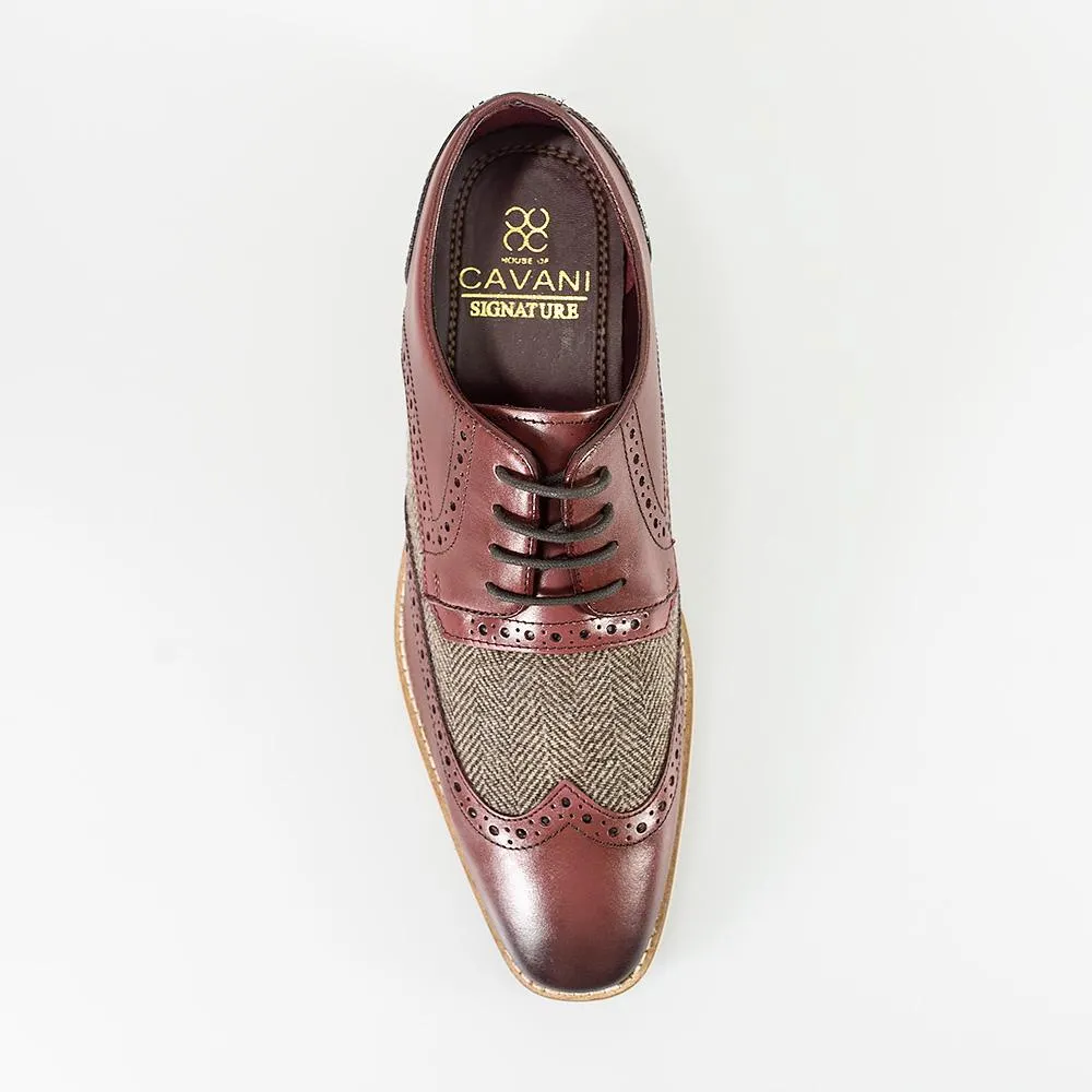 Cavani William Wine Tweed Shoes