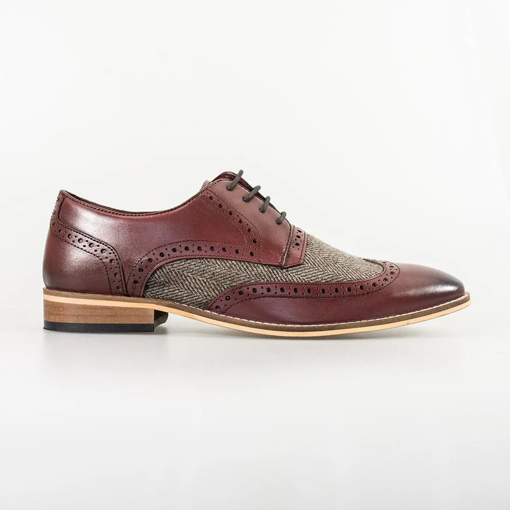 Cavani William Wine Tweed Shoes