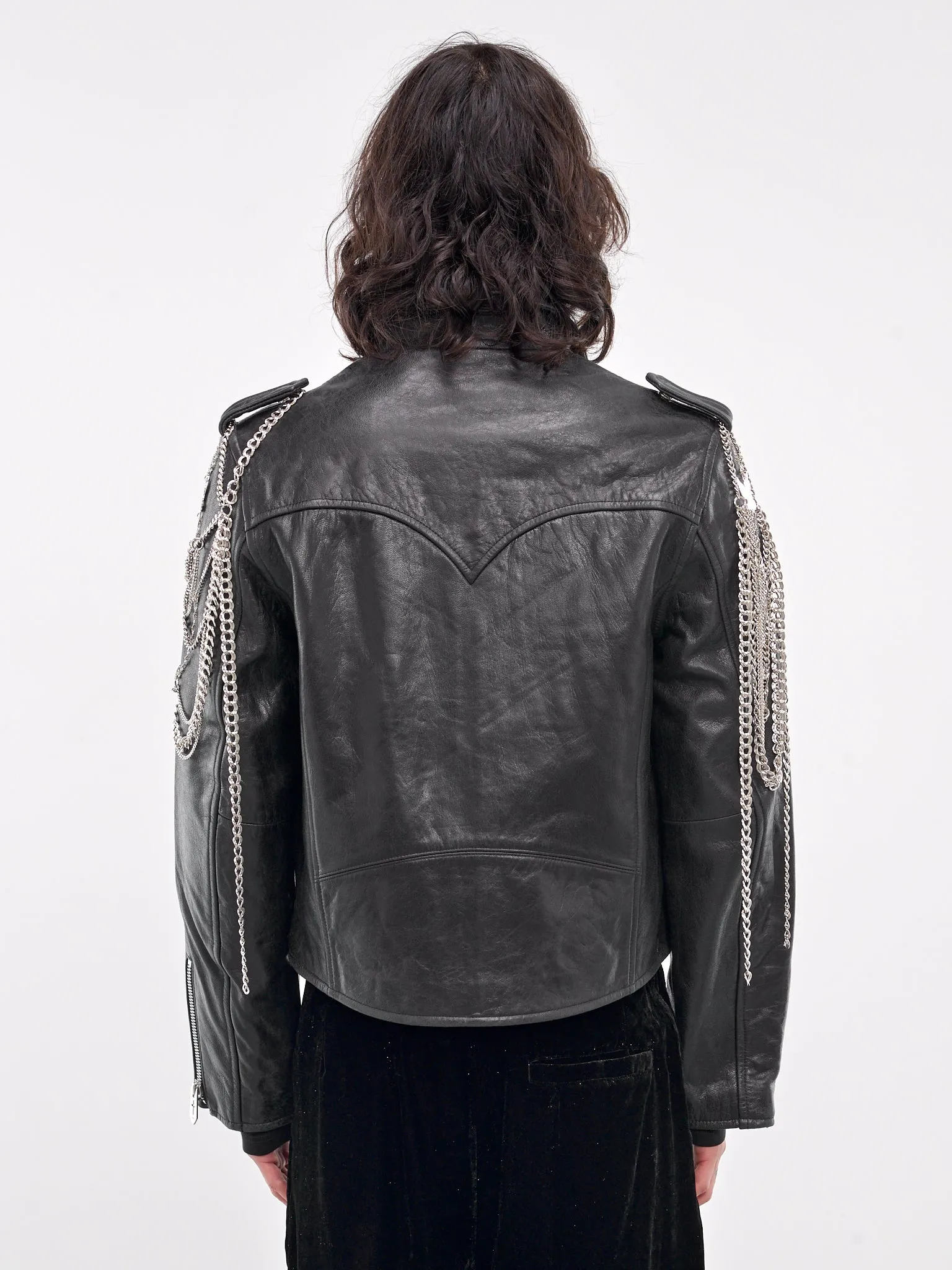 Chain Goat Leather Rider Jacket (BL0524-BLACK)