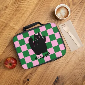 Checkered Funny Cat Lunch Bag