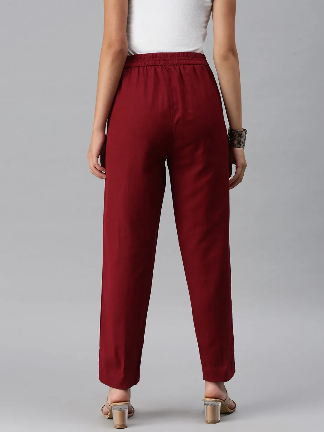 Cigarette Pant-Maroon