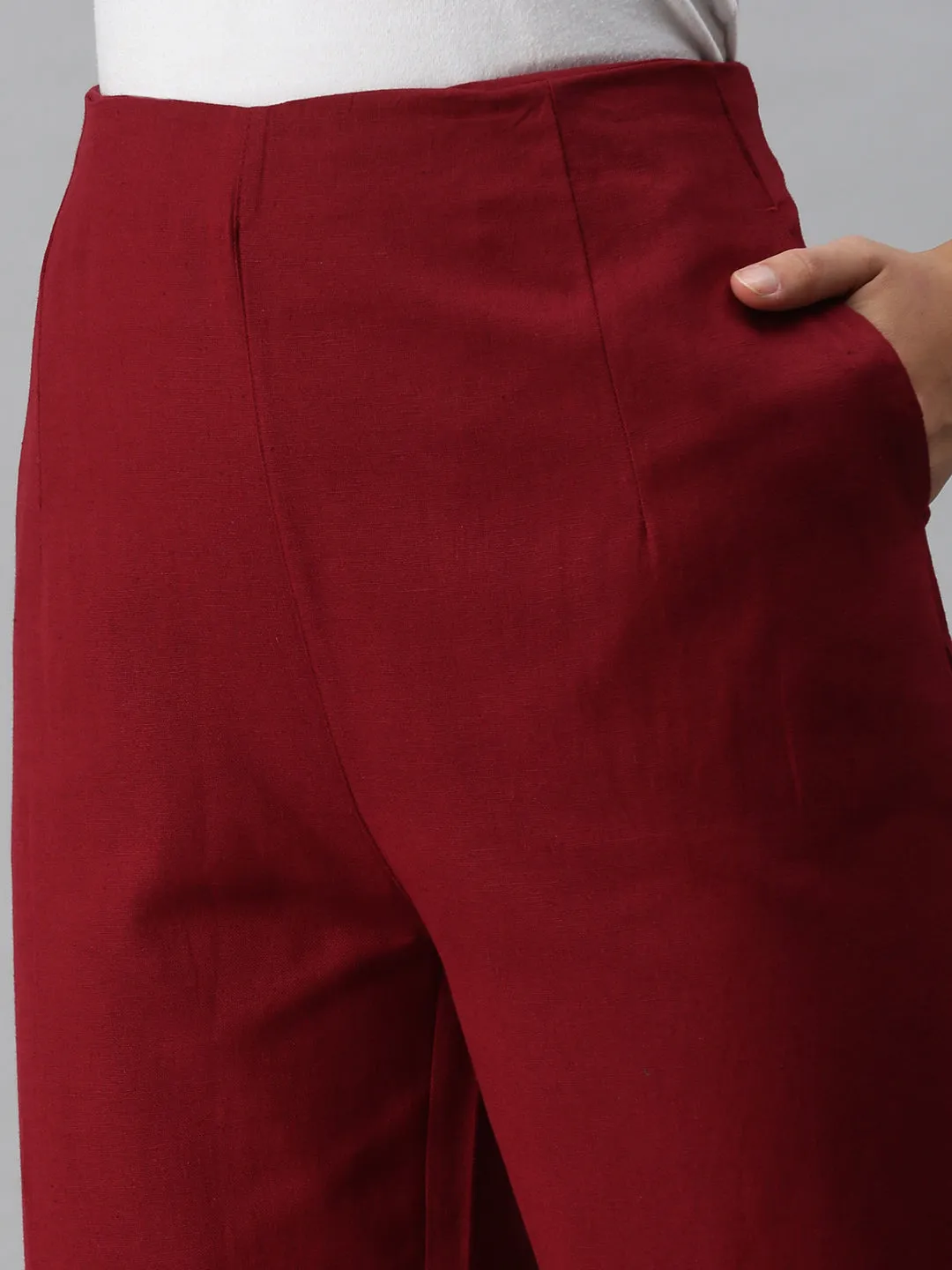 Cigarette Pant-Maroon