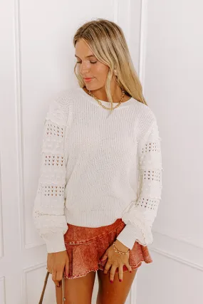 Cityscape Charm Knit Sweater Top in Cream