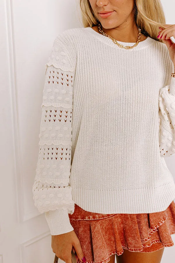 Cityscape Charm Knit Sweater Top in Cream