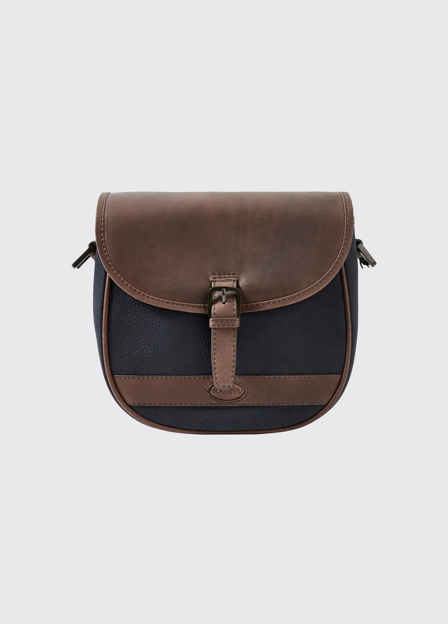 Clara Ladies Leather Saddle bag - Navy/Brown