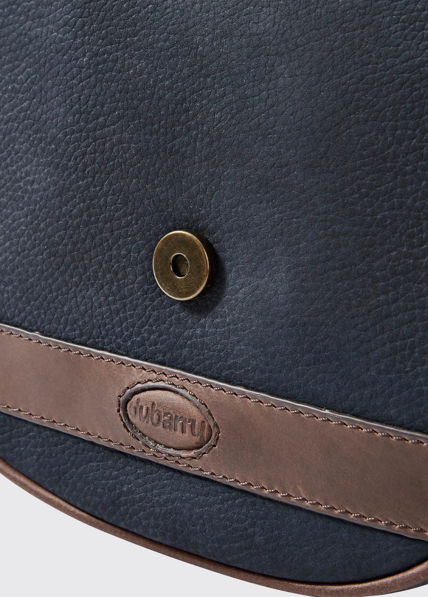 Clara Ladies Leather Saddle bag - Navy/Brown