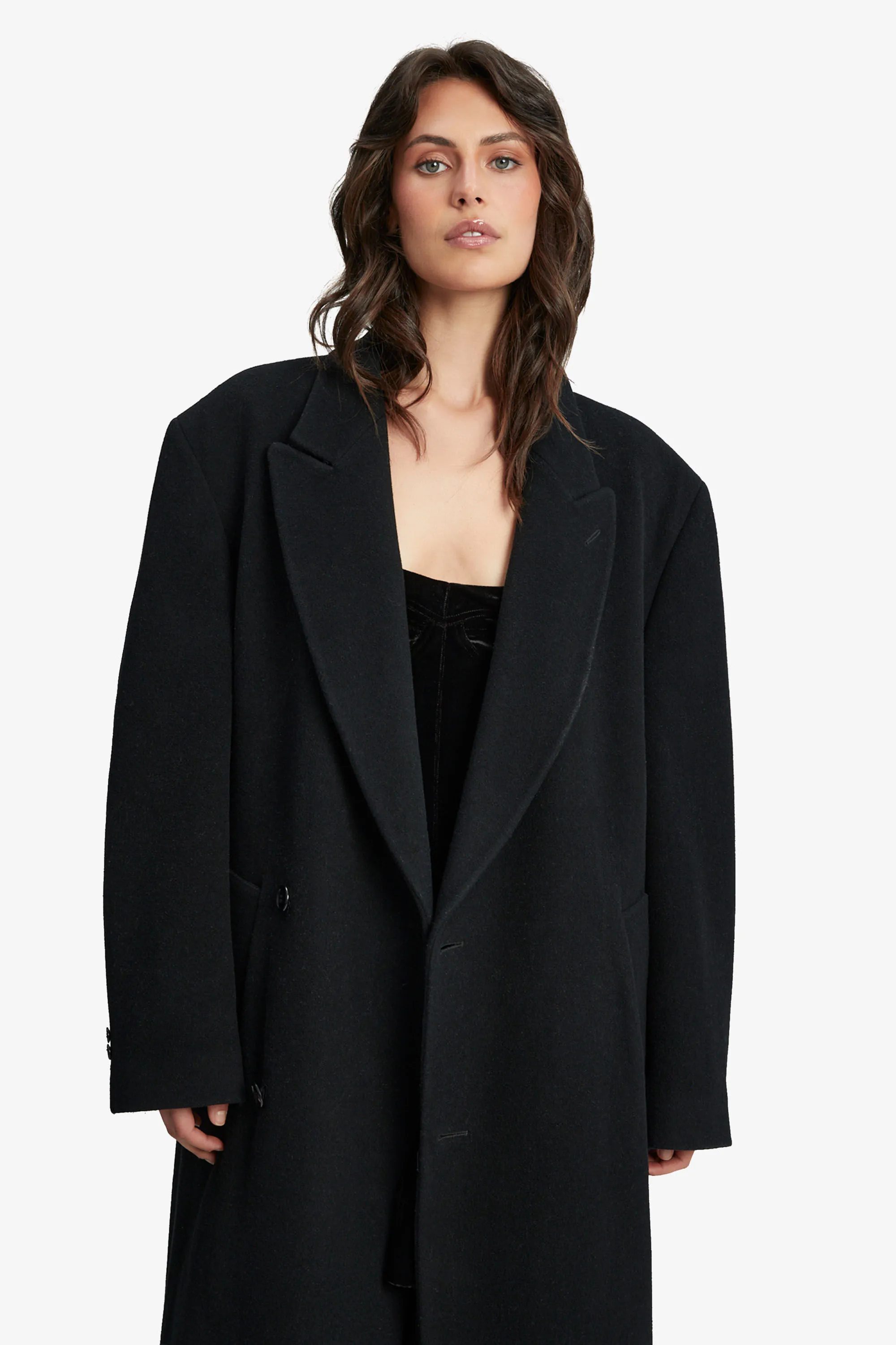 classic oversized coat in black