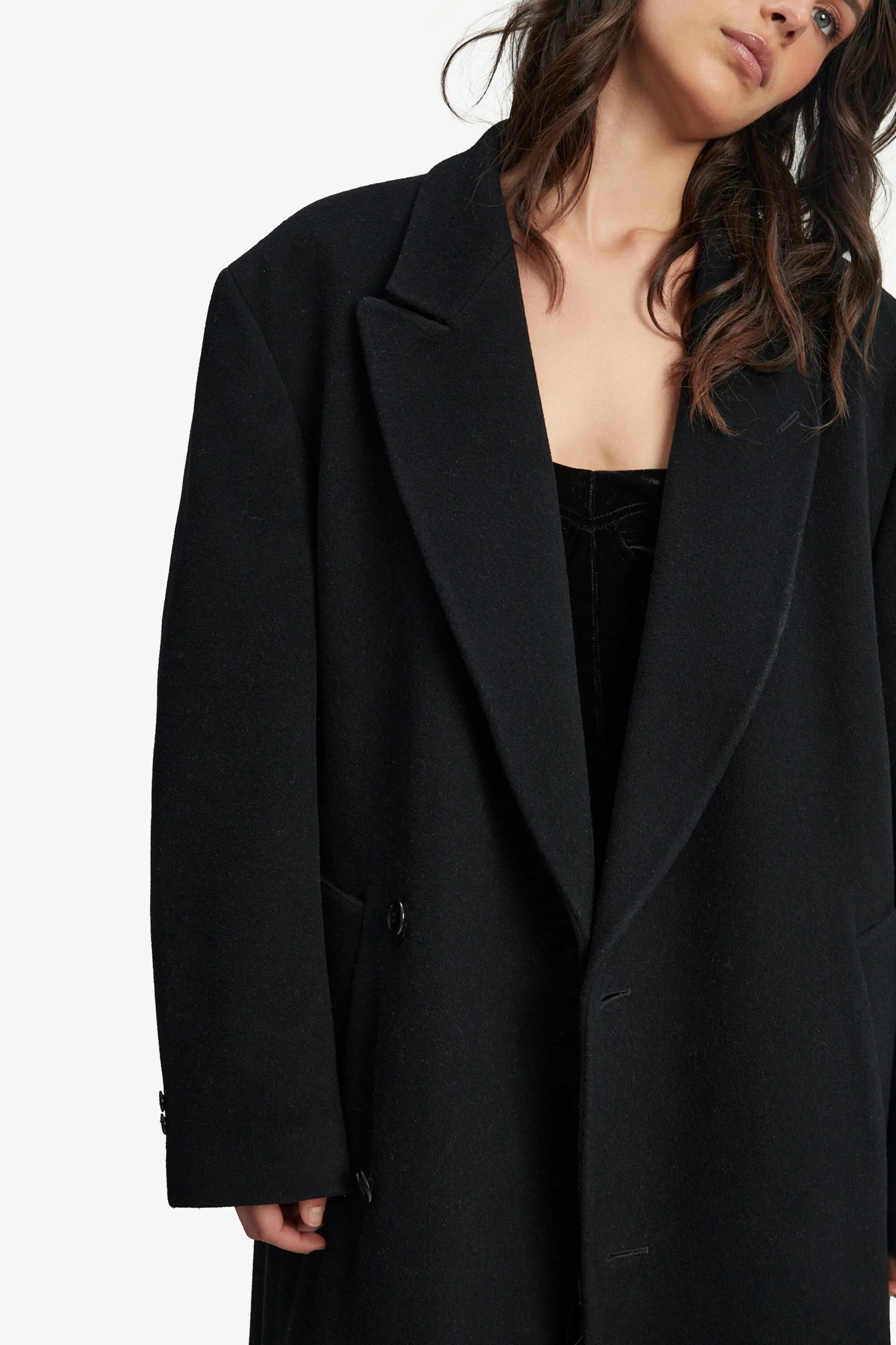 classic oversized coat in black