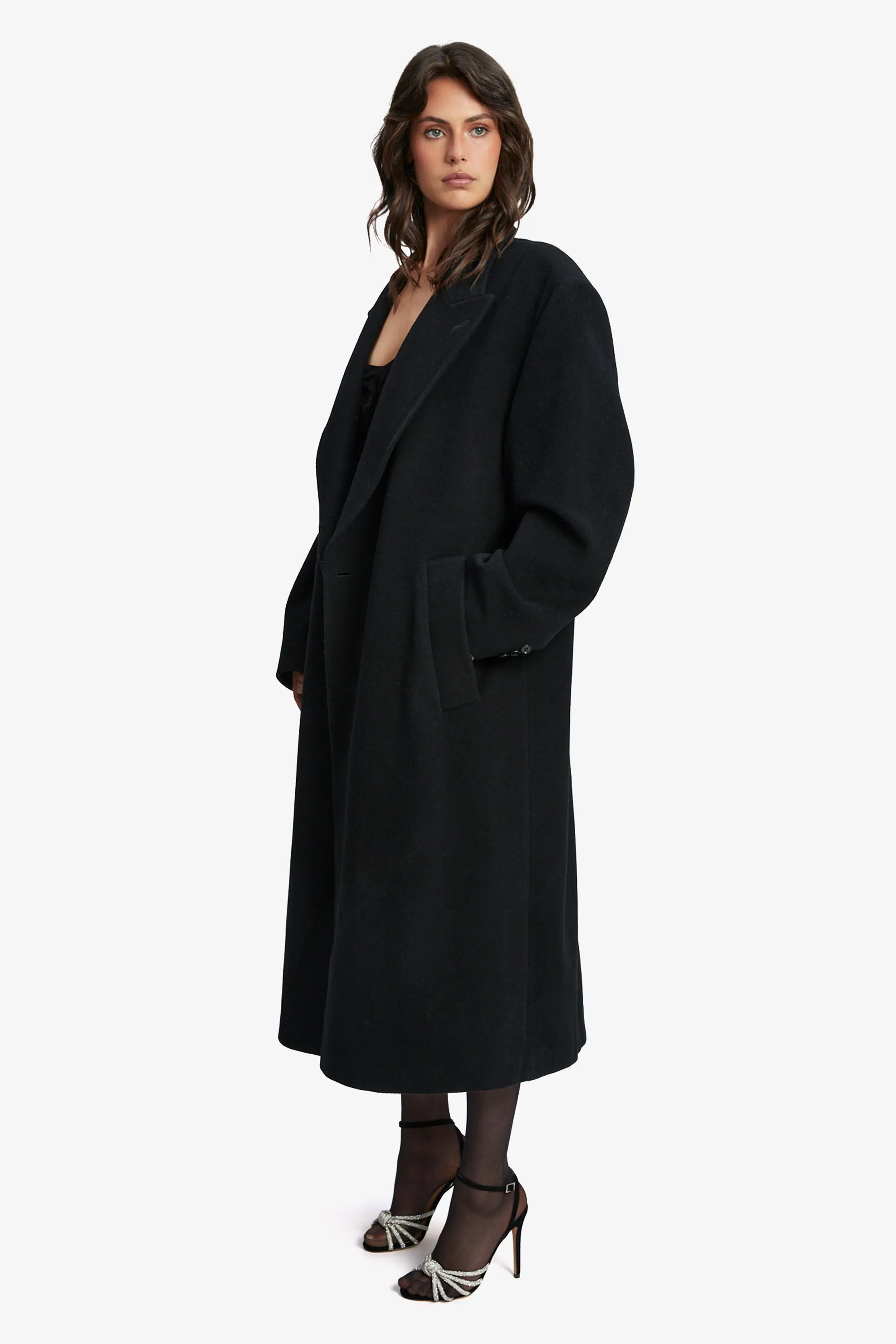 classic oversized coat in black