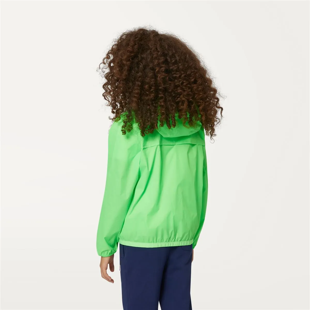 Claude - Kids Packable Full Zip Rain Jacket in Green Fluo