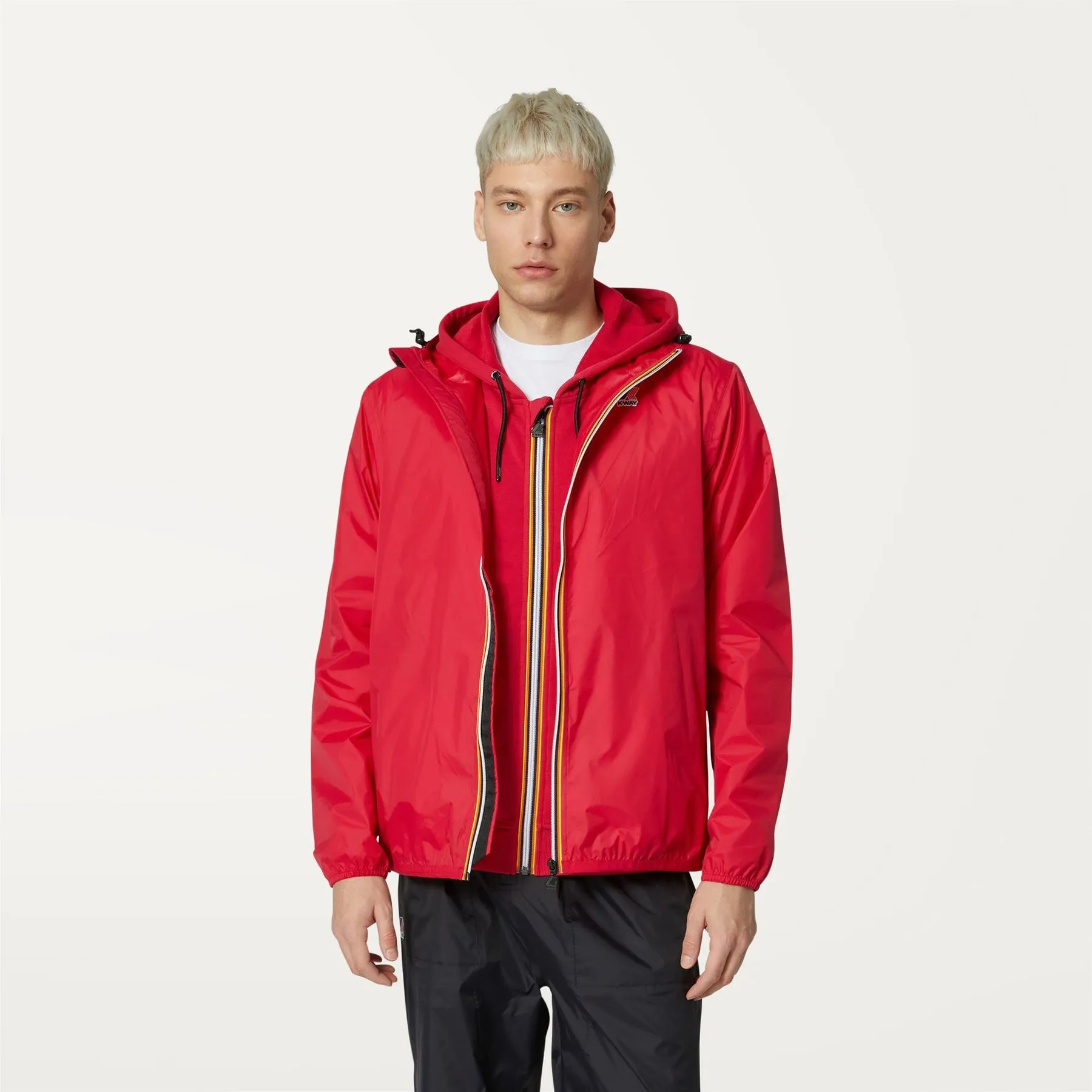 Claude - Unisex Packable Full Zip Waterproof Rain Jacket in Red Berry