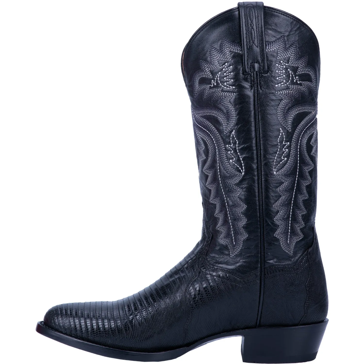 Dan Post Mens Black Cowboy Boots Lizard Skin R Toe