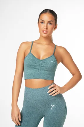 Dark Green Peachy Scrunch Sports Bra